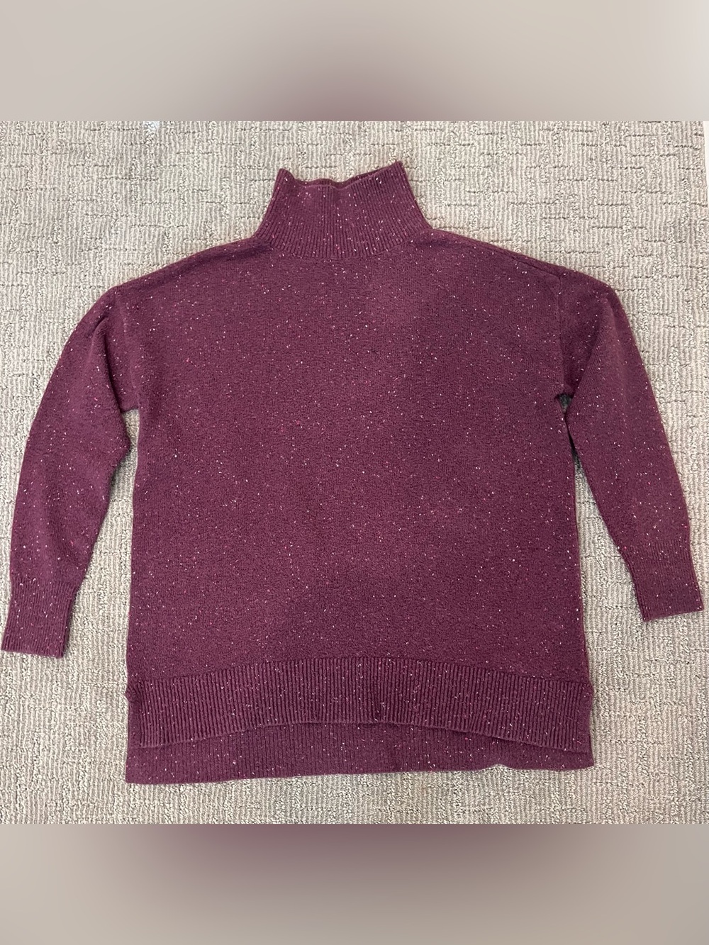 LOFT Maroon Speckled Turtleneck Sweater